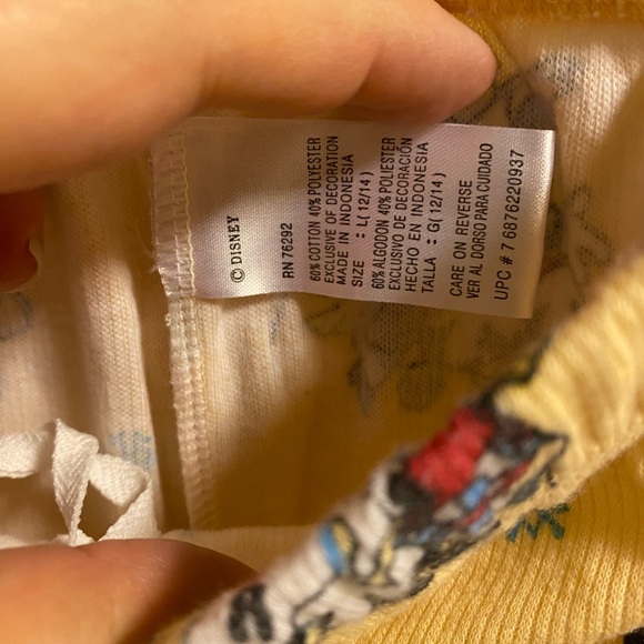 Disney Pajama Set Women L Mickey Mouse Snowman 2 Piece Lot Large Lg Yellow Blue - Picture 8 of 10